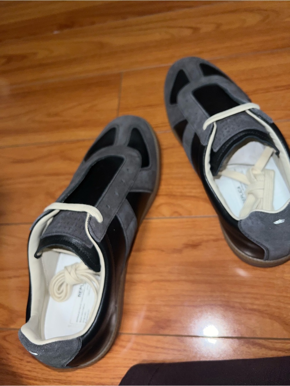 Maison Martin Margiela Gray Suede & Black Leather Sneakers - Picture 3 of 9